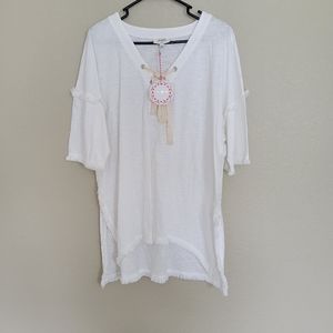 Umgee Lace Up Tunic L NWT